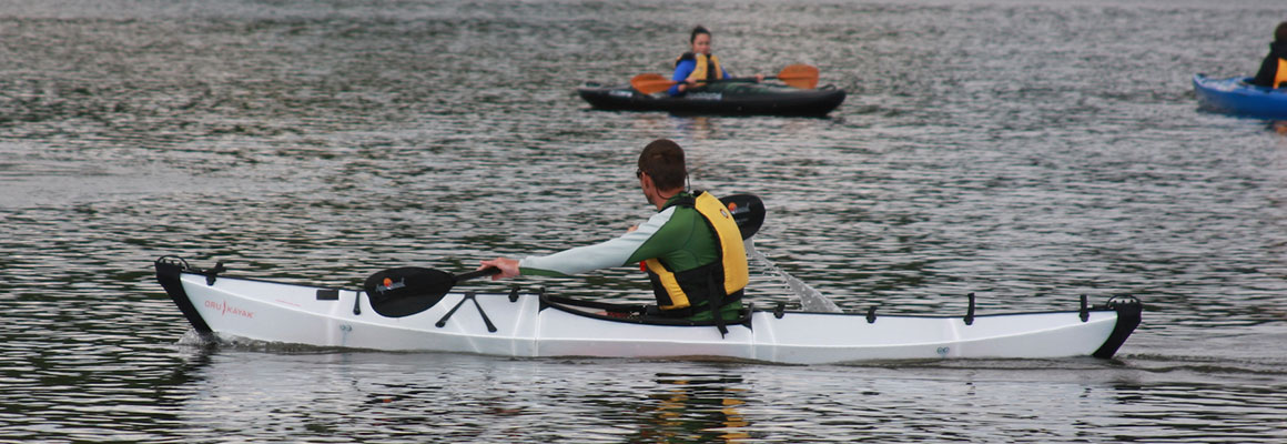 Foldable kayak on the water