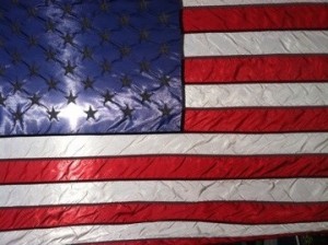 USA Flag with light shining through